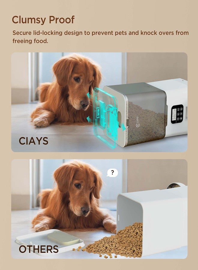 Ciays Automatic Cat Feeder, 5.6L, Control 4 Meals Per Day, Pet Dry Food Dispenser, Dual Power Supply & Voice Recorder, White - Image 5