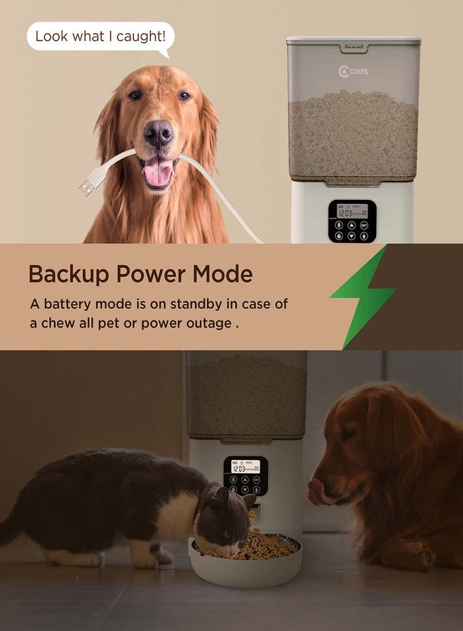 Ciays Automatic Cat Feeder, 5.6L, Control 4 Meals Per Day, Pet Dry Food Dispenser, Dual Power Supply & Voice Recorder, White - Image 4
