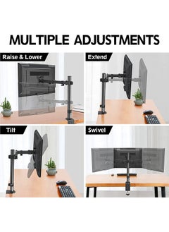 Arabest 15-33" Single Monitor Stand, Heavy Duty Fully Adjustable Desk Clamp Arms for Computer Screens, Up to 17.6 lbs Load per Arm, Swivel and Tilt, 75/100mm VESA, Black (B)  - Image 5