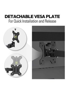 Arabest 15-33" Single Monitor Stand, Heavy Duty Fully Adjustable Desk Clamp Arms for Computer Screens, Up to 17.6 lbs Load per Arm, Swivel and Tilt, 75/100mm VESA, Black (B)  - Image 3