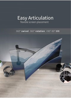 Arabest 15-33" Single Monitor Stand, Heavy Duty Fully Adjustable Desk Clamp Arms for Computer Screens, Up to 17.6 lbs Load per Arm, Swivel and Tilt, 75/100mm VESA, Black (B)  - Image 2