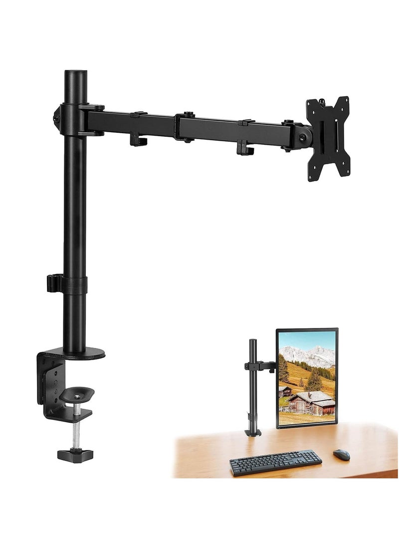 Arabest - 15-33" Single Monitor Stand, Heavy Duty Fully Adjustable Desk Clamp Arms for Computer Screens, Up to 17.6 lbs Load per Arm, Swivel and Tilt, 75/100mm VESA, Black (B) - Image 1