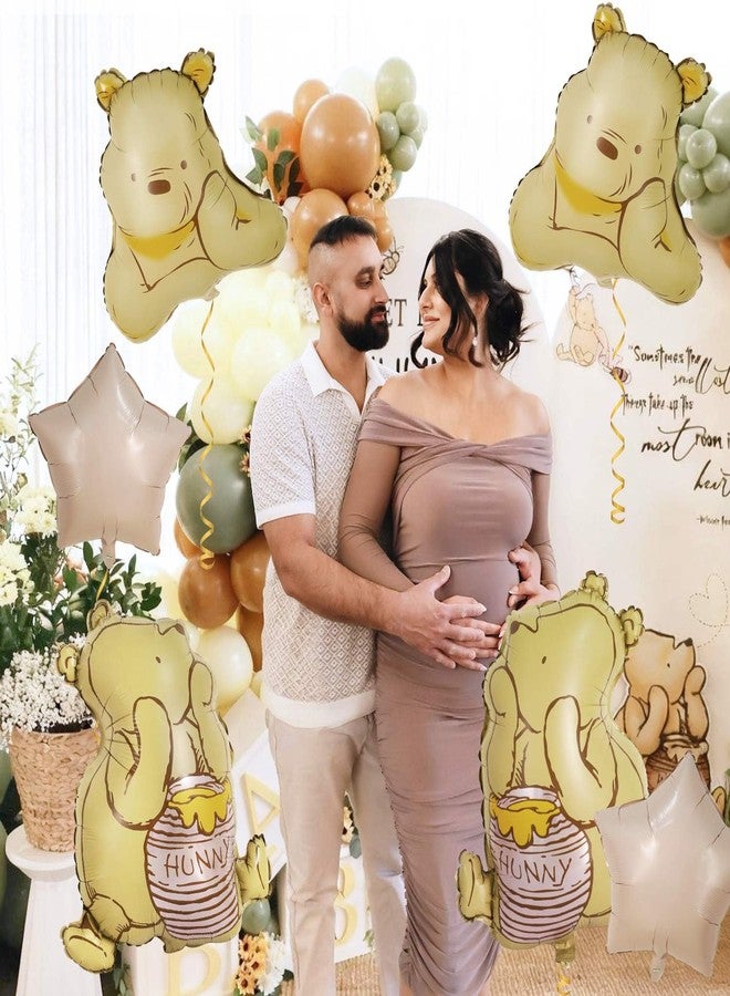 Heboland 6Pcs Winnie Pooh Balloon Set - 3D Foil Pooh Bear Balloons for Winnie Baby Shower & Birthday Decorations, Vintage Classic Party Decor - Image 4