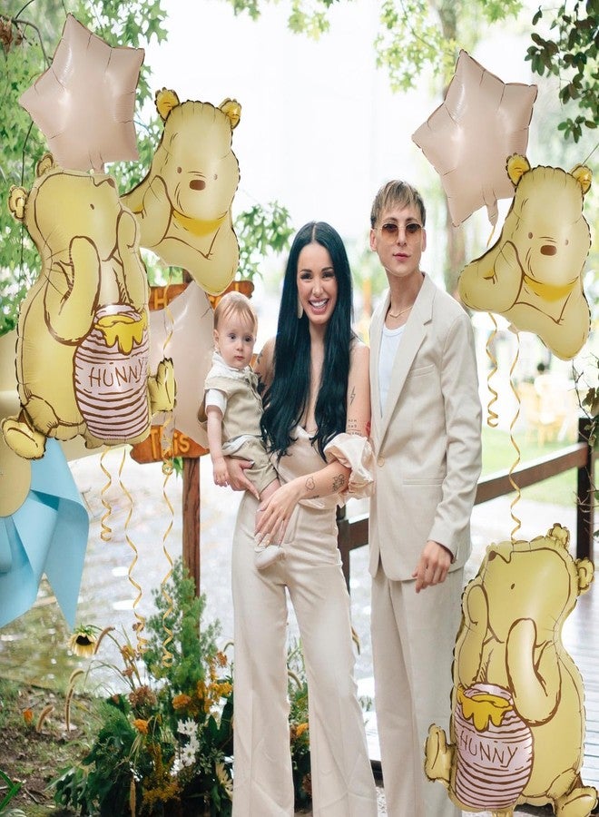 Heboland 6Pcs Winnie Pooh Balloon Set - 3D Foil Pooh Bear Balloons for Winnie Baby Shower & Birthday Decorations, Vintage Classic Party Decor - Image 5