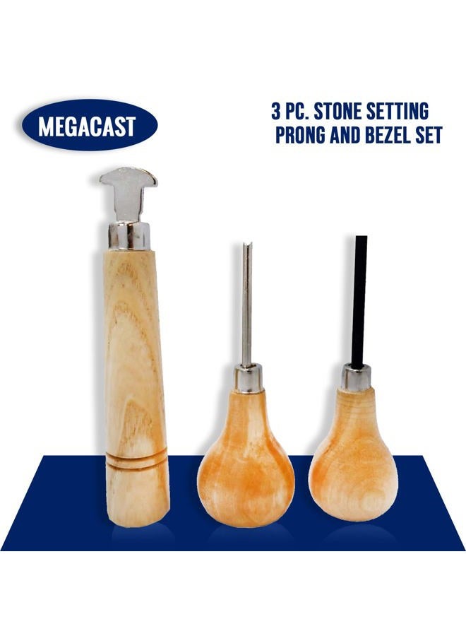 Megacast Stone Setting Tools, Jewelry Stone Prong Pusher, Bezel Pusher & Roller Set of 3 - Image 2