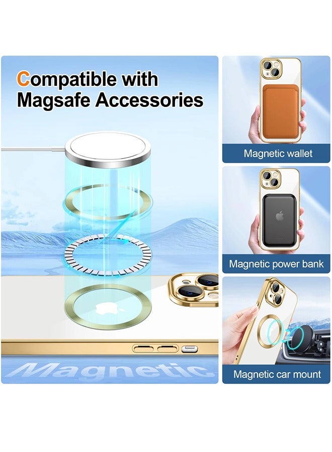 ShebSheb iPhone 14 Case Glitter, Clear Magnetic Phone Cases with Camera Lens Protector [Compatible with MagSafe] Bling Sparkle Plating Soft TPU Slim Shockproof Protective Cover Women Girls - Image 5