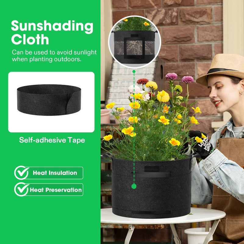 VIVOSUN 5-Pack 7 Gallon Visible Potato Grow Bags, Thick Fabric Potato Pots with 360Â° Visibility & Harvest Window, Potato Growing Containers Potato Planter Potato Planter for Growing Potatoes, Black - Image 4
