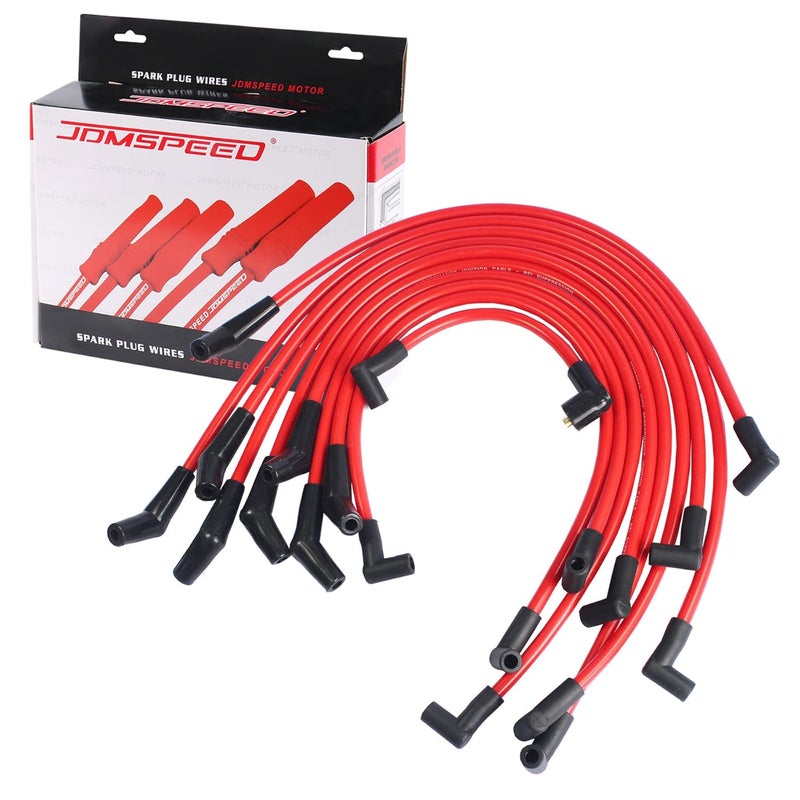 JDMSPEED New Red 10.5mm Racing Spark Plug Wires Set Replacement for Ford 5.0L 5.8L, SB SBF 302 - Image 1