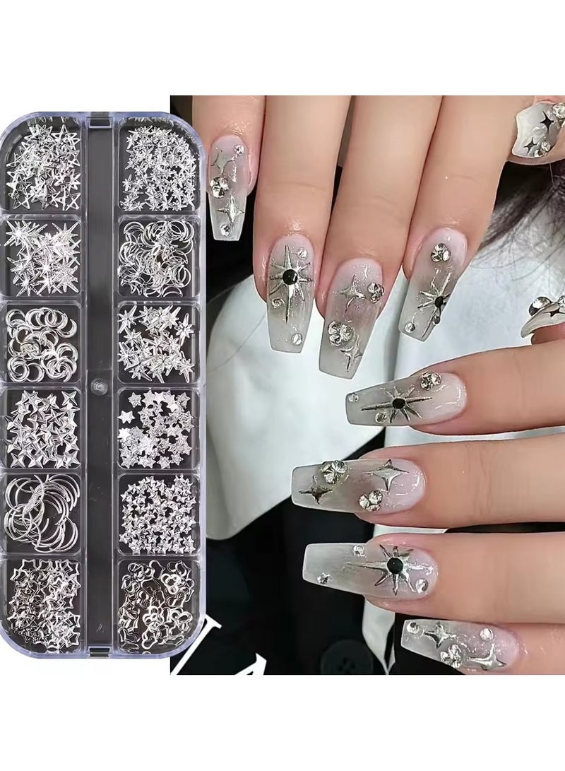 جلوسكي 12grids عشوائي خلط الأظافر الرفيت ستادس الذهب / الفضة نجوم ضوء الأظافر الفن السحر نجوم ضوء النجوم إكسسوارات مانيكير الإمدادات - Image 4