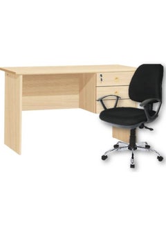 AWF AL WADI FURNITURE Modern Beech Compressed Wood Desk with Cushioned Back and Seat Design Adjustable Medium back 360 Swivel Desk Chair Black for Home,Office,Study,Living Room,Warehouse,Hospital Use