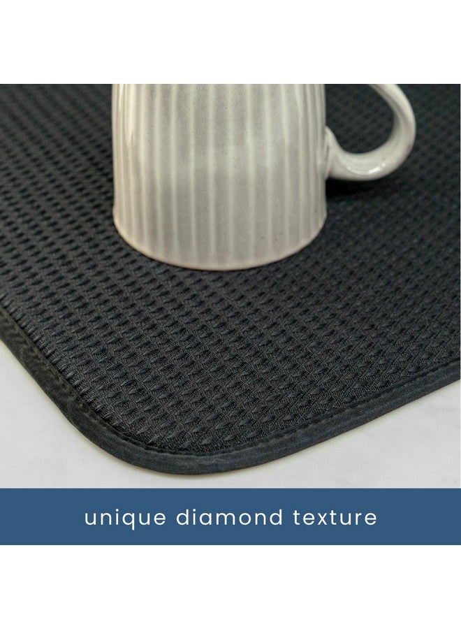 S&T INC. S&T INC. Dish Drying Mat XL, Absorbent Microfiber Kitchen Counter Mat, Drying Pad for Dishes, Utensils, Pots and Pans, Extra Large 18" x 24", Diamond Texture, Black  - Image 3