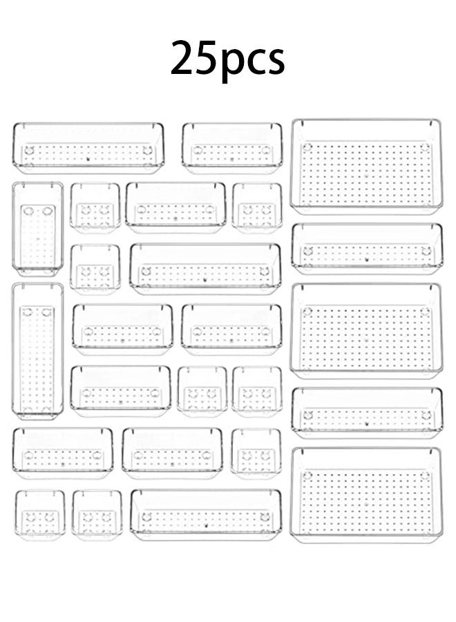 Waterproof  travel Makeup Bag and Large Capacity Cosmetic Bags for Women & 25 Pcs Desk Drawer Organizers Trays Set Clear Plastic Storage Bins Bathroom Drawer Tray Dividers Vanity Trays Organizer for Bedroom Dresser Makeup Kitchen Utensil OfficeBundle - Image 3