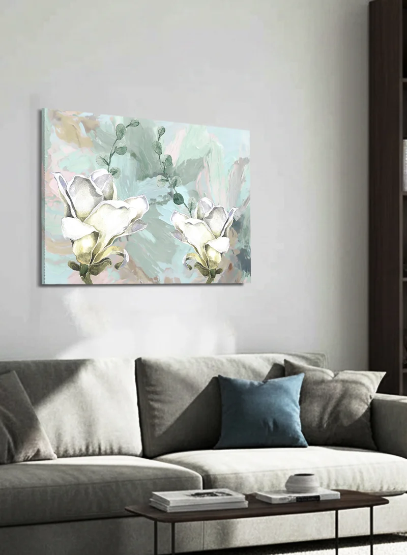 LOWHA Canvas Wall Art Stretched Over Wooden Frame with Flowers Design