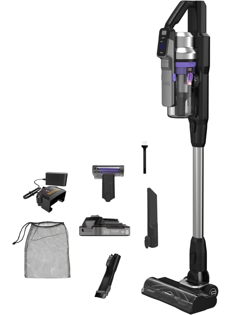 BLACK+DECKER Power Series Premier Cordless Vacuum Cleaner – Up to 72 Minutes Runtime, Anti-Tangle Beater Bar, LED Display, 7-Stage Cyclonic Filtration, Adjustable Speed, BSV520BRP-GB 24 W BSV520BRP-GB Multicolor - Image 2