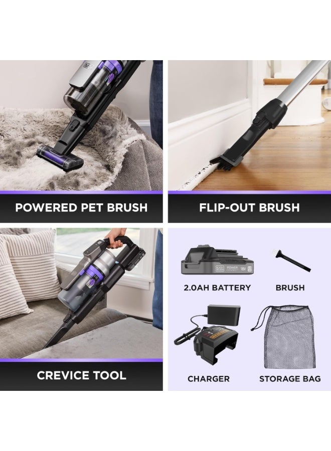 BLACK+DECKER Power Series Premier Cordless Vacuum Cleaner – Up to 72 Minutes Runtime, Anti-Tangle Beater Bar, LED Display, 7-Stage Cyclonic Filtration, Adjustable Speed, BSV520BRP-GB 24 W BSV520BRP-GB Multicolor - Image 5