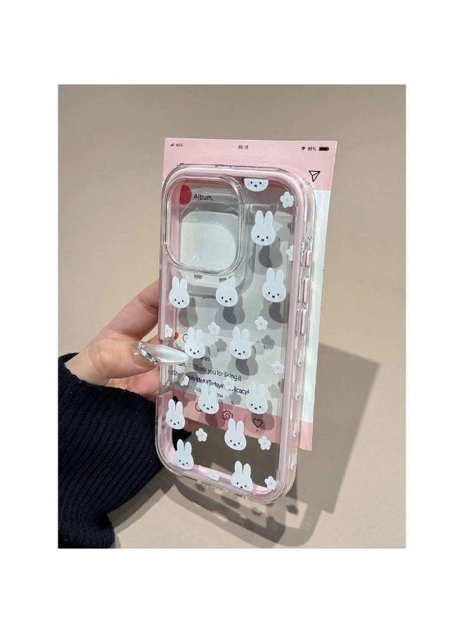 NIBEMINENT Flower Miffy Rabbit Protective TPU Case Cover For IPhone 15, Pink - Image 3