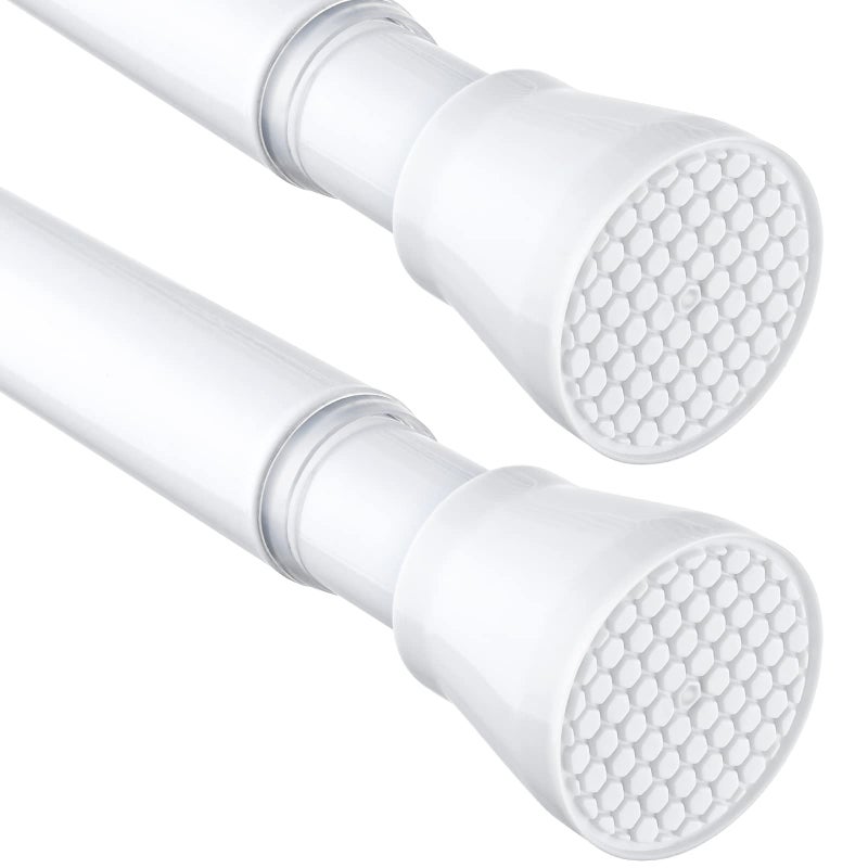 MEXAU 2 Pack White Tension Curtain Rod for Windows 28 to 48 inch, Adjustable Expandable Pressure Spring Curtain Rod No Drilling, 7/8" Curtain Rod for Bedroom Doorway Closet Door - Image 1