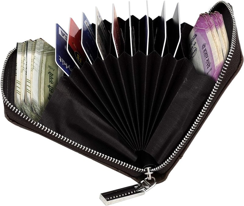 Storite PU Leather Credit Debit Card Holder Wallet with Zipper for Men & Women – Compact Small Card Case – 2-Pack (Chocolate Brown) - Image 3