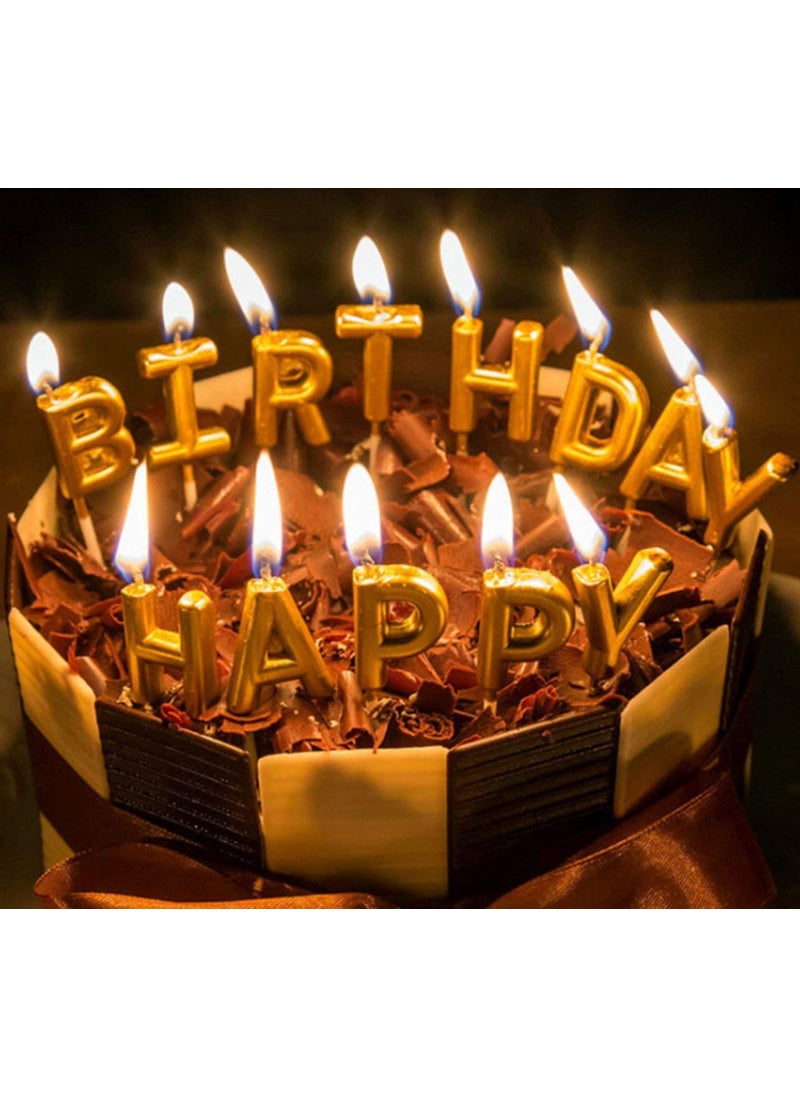 LB L B Happy Birthday Candle Candle for 1st Birthday Happy Birthday Candle for Birthday Theme Happy Birthday Candles for Cake Cake Topper Golden  - Image 1