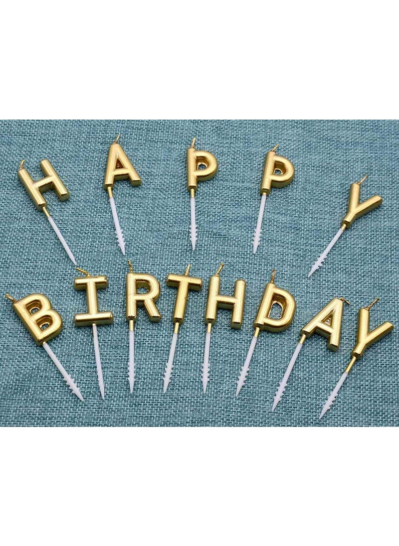 LB L B Happy Birthday Candle Candle for 1st Birthday Happy Birthday Candle for Birthday Theme Happy Birthday Candles for Cake Cake Topper Golden  - Image 2