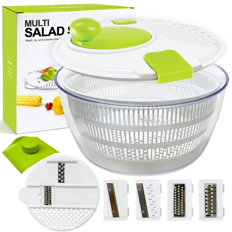 eutopic Salad Spinner Large,Vegetables Fruits Wash Bowl, Lettuce Spinner with 4 Blades Slicer,Salad Dryer for Washing - Image 1