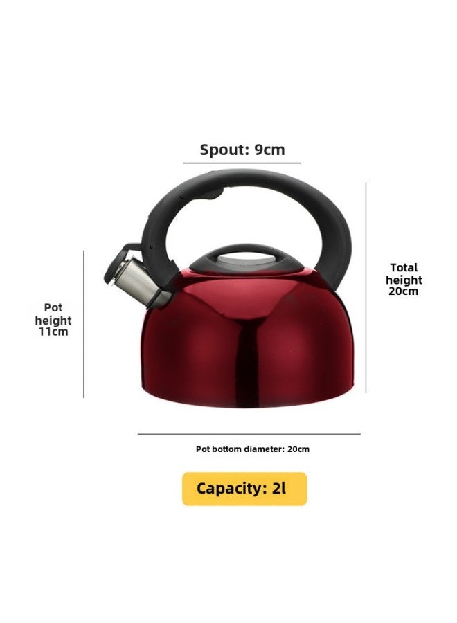 Wild Teapot Cap Explosion-proof Travel Household Stainless Steel Flat Bottom Sound Kettle Induction Cooker Gas Stove Free Shipping-Color:Extra Thick Red 2 Liters-Capacity:Default  - Image 1