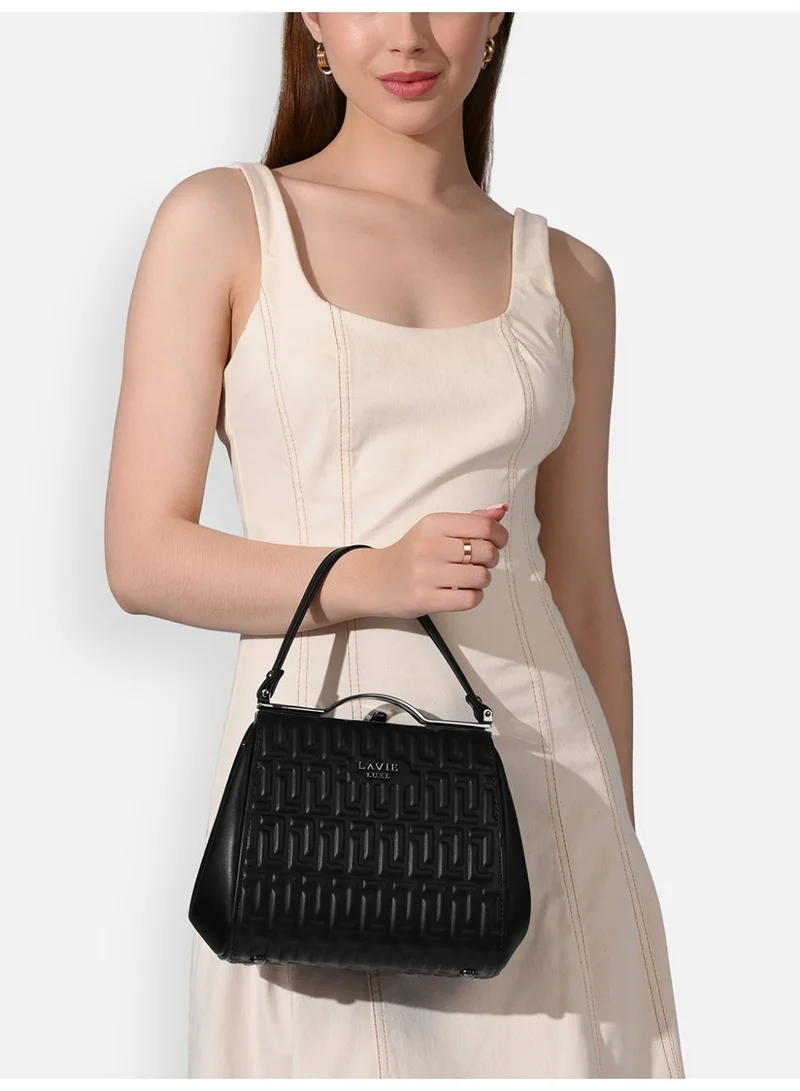 Lavie Luxe Women's Fluffel Frame Satchel (Black)