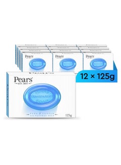 Pears Pears Soap with Peppermint Extract. Original Blue Care Transparent Soap - 125g Bar (Pack of 12)  - Image 1