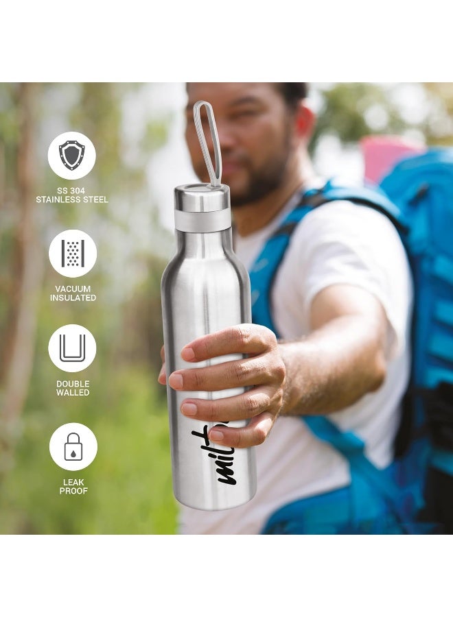 Milton 730ml Stainless Steel Water Bottle – Vacuum Insulated Flask Keeps Drinks Hot or Cold for 24 Hours, Leakproof Lid, Metal Flask for Office, Gym & School – Smarty 900, Silver - Image 5