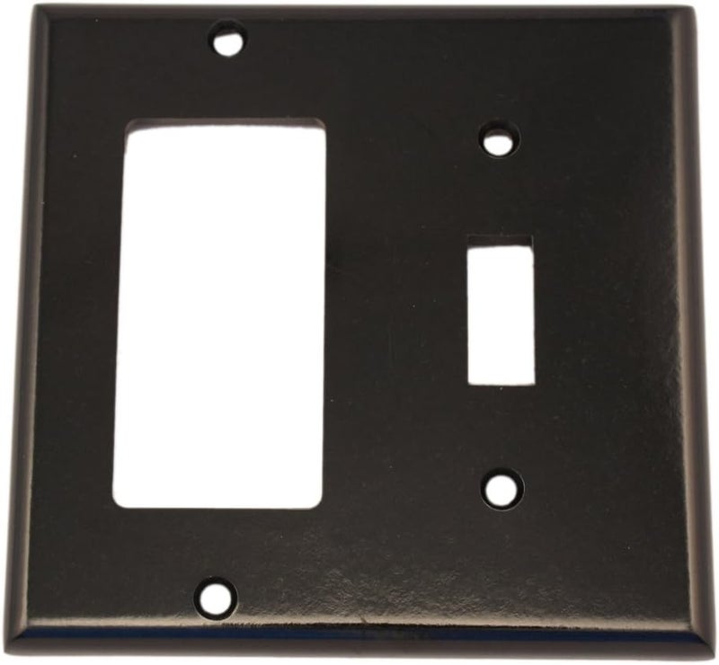 2-Gang, 1-Toggle and 1-Decora/GFCI Device Combination Wallplate, Standard Size, Thermoset, 80405-E, Black