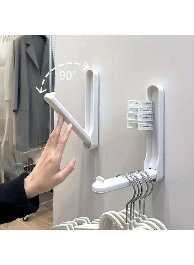 White 2pcs Hanging Closet Organizer Wall Mounted Storage Rack With Hooks - Image 2