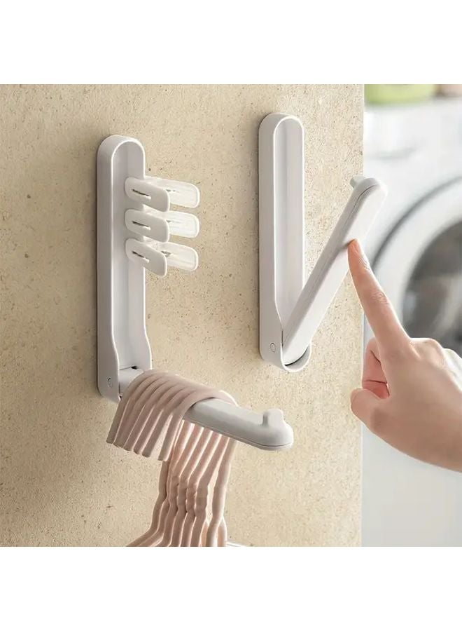 White 2pcs Hanging Closet Organizer Wall Mounted Storage Rack With Hooks - Image 5