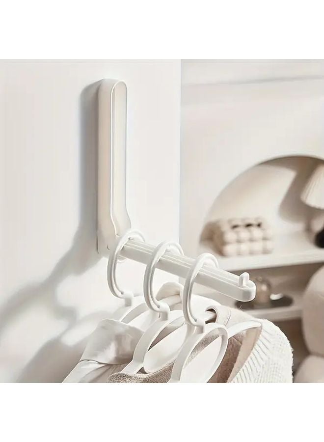 White 2pcs Hanging Closet Organizer Wall Mounted Storage Rack With Hooks - Image 3