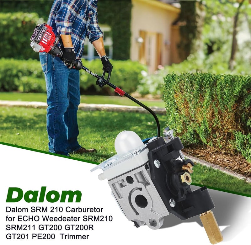 Dalom SRM 210 Carburetor with Fuel Line Primer Bulb for Echo Weedeater Models - Image 2