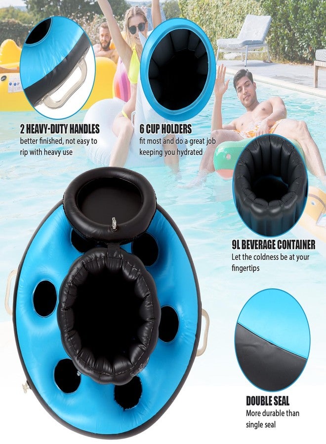 Yoande Inflatable Floating Cooler for Pools with 6 Built in Cup Holders Inflatable PVC Floating Coolers for Lake Drink Holder Pool Drink Floats for Pool Party Beach Lake - Image 3