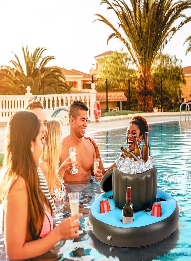 Yoande Inflatable Floating Cooler for Pools with 6 Built in Cup Holders Inflatable PVC Floating Coolers for Lake Drink Holder Pool Drink Floats for Pool Party Beach Lake - Image 5
