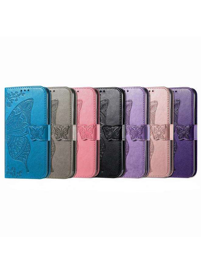اس-توب جراب لهاتف Samsung Galaxy Xcover6 Pro مصنوع من الجلد المنقوش بنقشة زهور الحب على شكل فراشة - Image 5