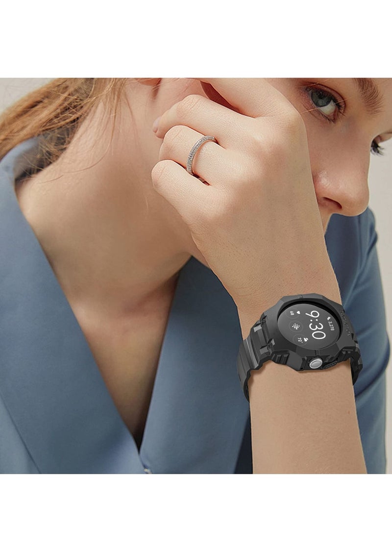 Captaintech Compatible for Google Pixel Watch Band with Bumper Case, Upgraded Rugged Pixel Watch Case Bands, TPU Sports Replacement Strap Protective Watch Accessories for Men Women - Image 2