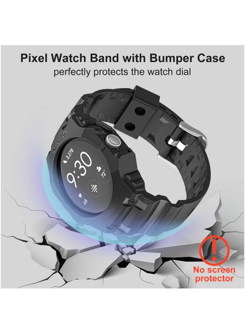 Captaintech Compatible for Google Pixel Watch Band with Bumper Case, Upgraded Rugged Pixel Watch Case Bands, TPU Sports Replacement Strap Protective Watch Accessories for Men Women - Image 4