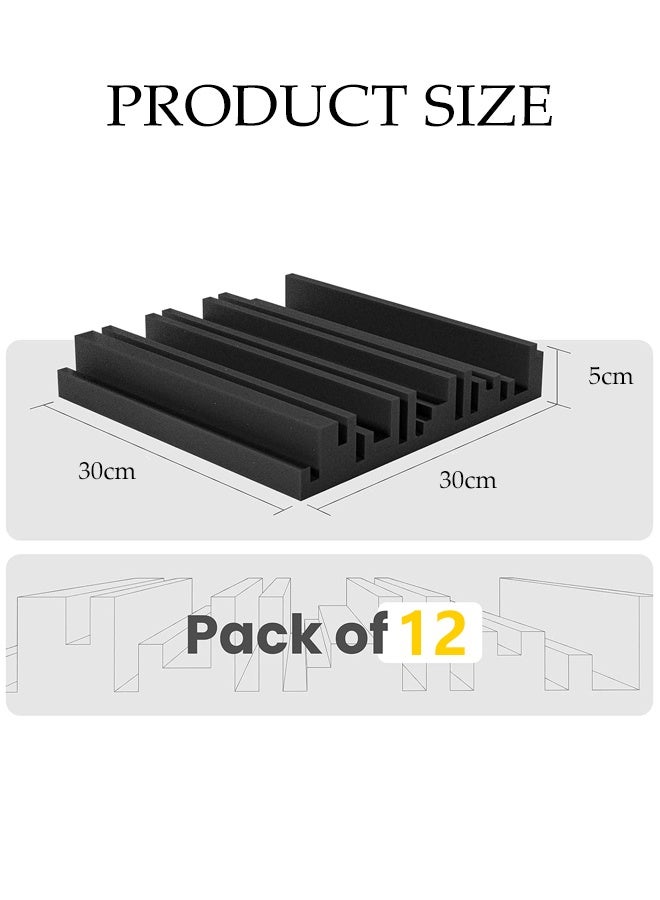 DUNISO 12 عبوة من الألواح الصوتية ذاتية اللصق، رغوة ماصة للصوت، بلاط عازل للصوت كثيف، ماص للصوت لاستوديو التسجيل، زخرفة تجويف، لوحة جدارية وسقفية ثلاثية الأبعاد - Image 2