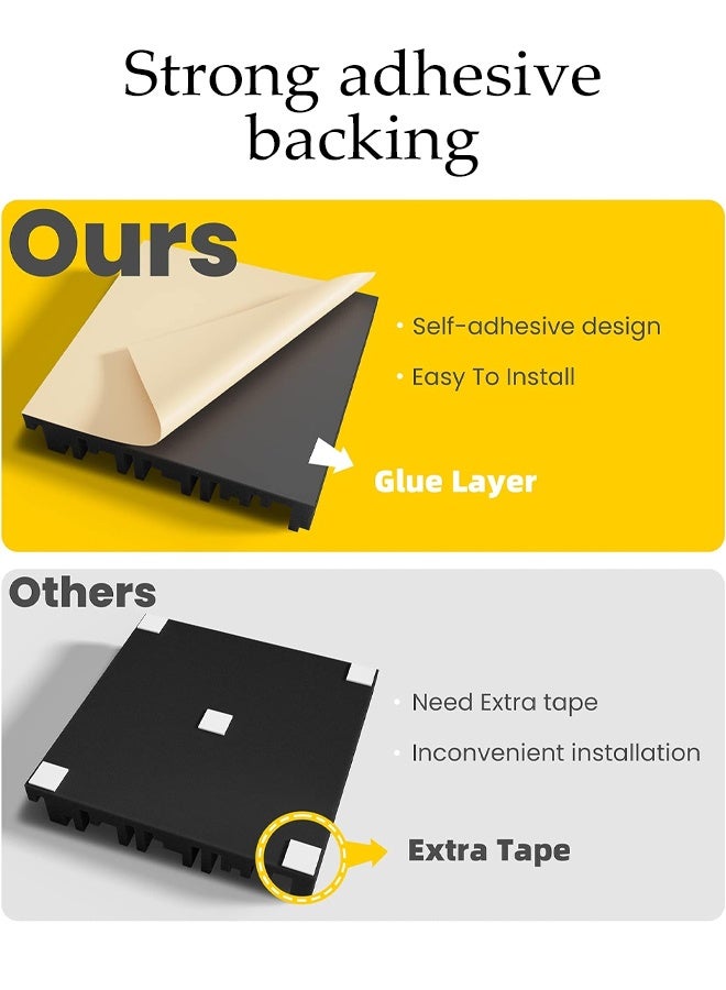 DUNISO 12 عبوة من الألواح الصوتية ذاتية اللصق، رغوة ماصة للصوت، بلاط عازل للصوت كثيف، ماص للصوت لاستوديو التسجيل، زخرفة تجويف، لوحة جدارية وسقفية ثلاثية الأبعاد - Image 4