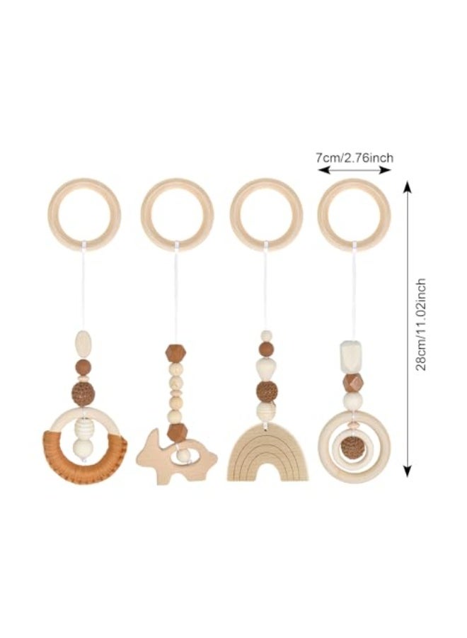 Infant Arc Toys (0 months+), Pack of 4 Wooden Hanging Toys for Infant Seats, Strollers and Car Seats (Brown)  - Image 2