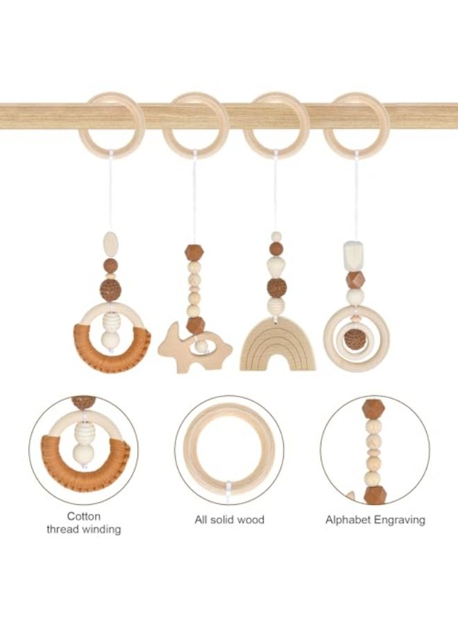 Infant Arc Toys (0 months+), Pack of 4 Wooden Hanging Toys for Infant Seats, Strollers and Car Seats (Brown)  - Image 3