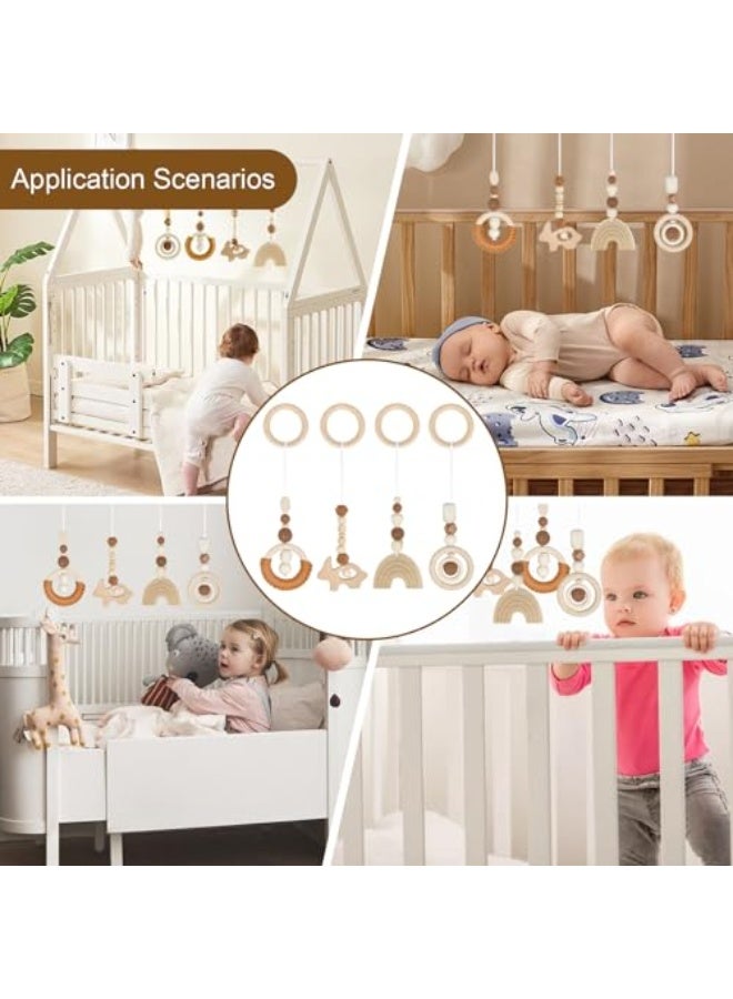 Infant Arc Toys (0 months+), Pack of 4 Wooden Hanging Toys for Infant Seats, Strollers and Car Seats (Brown)  - Image 5