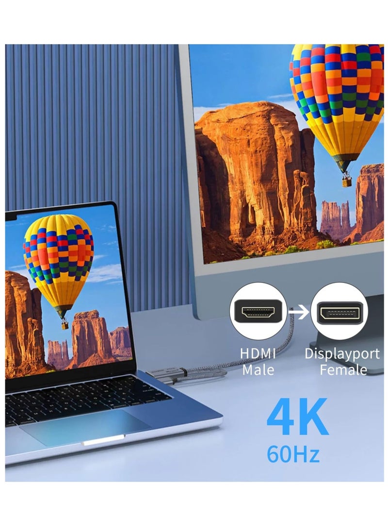 Excefore محول HDMI إلى DisplayPort 4K@60Hz - كابل محول (ذكر إلى أنثى) HDMI إلى DP 1.2 مع طاقة USB للشاشة والكمبيوتر وPS4 والسرعة العالية ومتوافق مع HDCP2.2 - 0.65 قدم/0.2 متر (غير ثنائي الاتجاه)  - Image 4