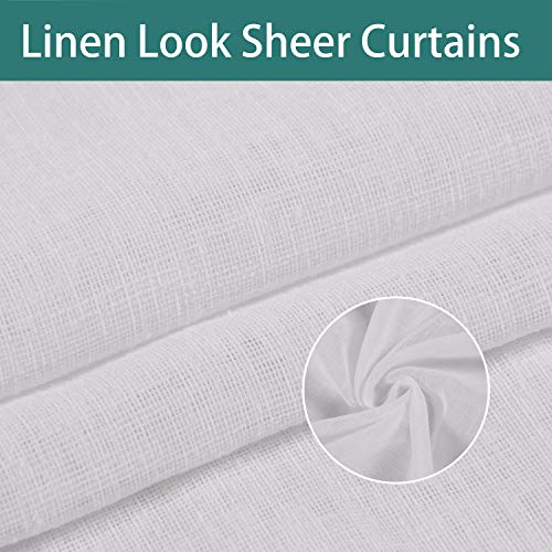 LORDTEX Burlap Linen Look Outdoor Curtain for Patio - 2 Panels Waterproof Tab Top Sheer Curtains for Pergola, Porch, Cabana and Gazebo Indoor/Outdoor Voile Sheer Drapes, 52 x 84 Inch, Vanilla - Image 2