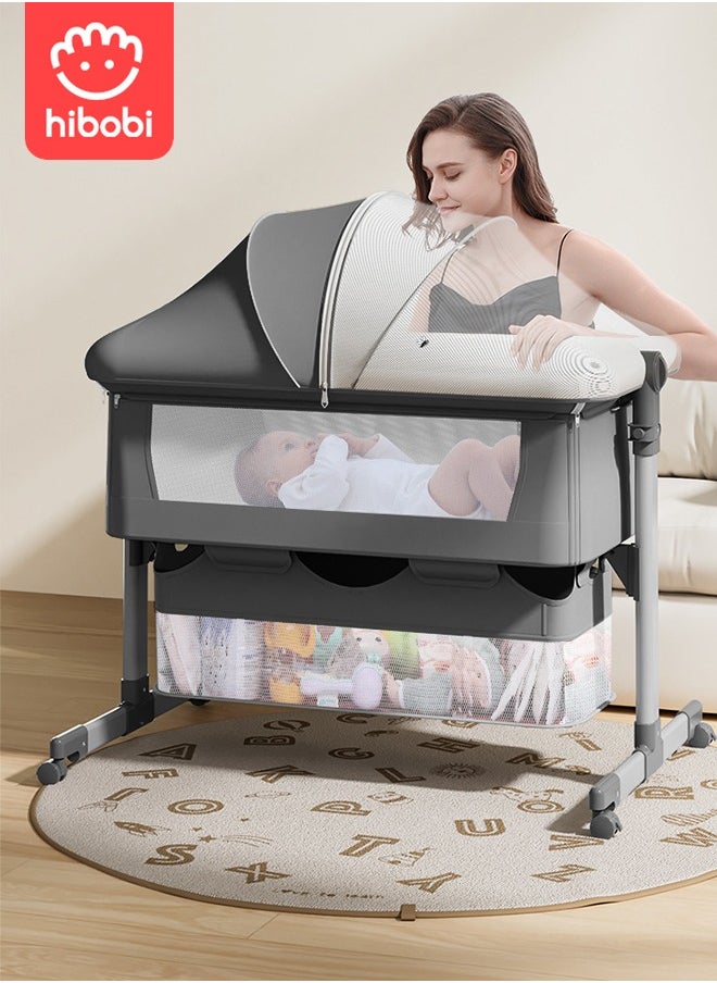 hibobi Baby Bedside Crib Multifunctional Portable Folding Crib Toddler Bassinet 