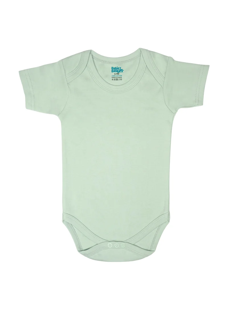 Babies Basic BabiesBasic 100% Super Combed Cotton, Short Sleeves Bodysuit, for New Born to 24months. Set of 4, Green, Beige, Blue, Mocha