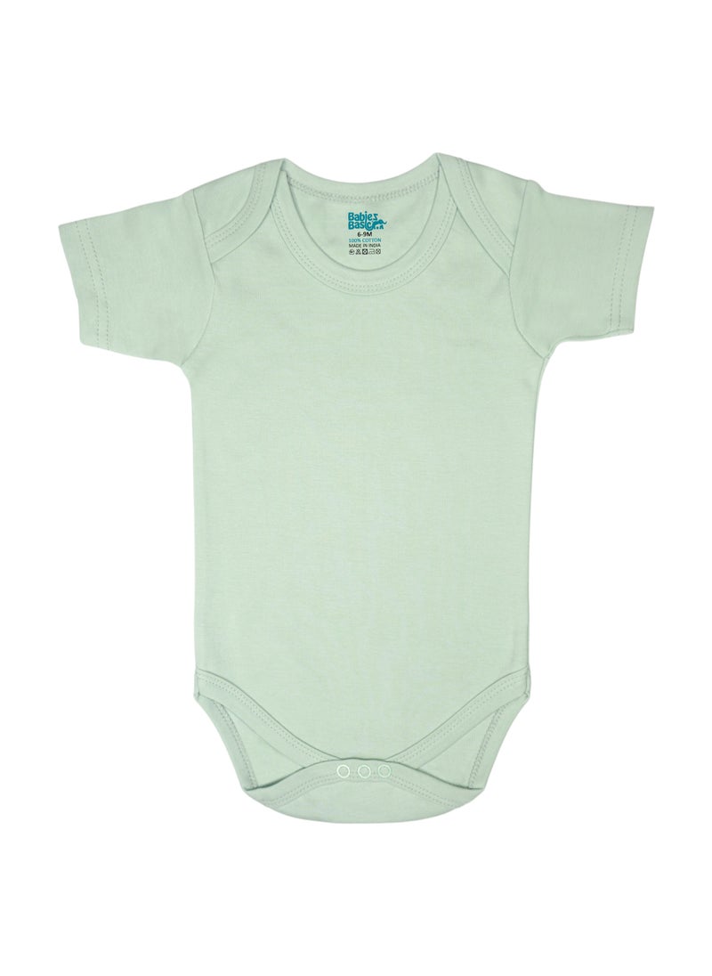 Babies Basic BabiesBasic 100% Super Combed Cotton, Short Sleeves Bodysuit, for New Born to 24months. Set of 4, Green, Beige, Blue, Mocha  - Image 2
