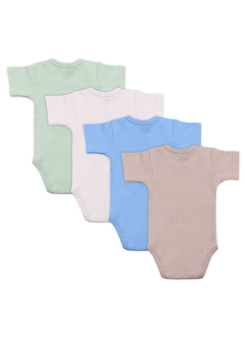 BabiesBasic 100% Super Combed Cotton, Short Sleeves Bodysuit, for New Born to 24months. Set of 4, Green, Beige, Blue, Mocha - pzsku/Z9E1C1FD0877A9B43816EZ/45/1741244322/8848174a-6045-4e8e-ac50-7c30b3e0c7c0